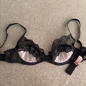 Agent Provocateur Black and Pink Lace Bra